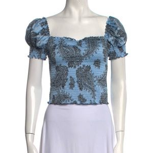 Sandro - Blue and Black Paisley Print Top